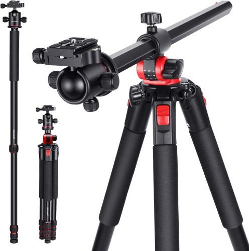 NEEWER 72 inch Camera Tripod Monopod with Center Column and Ball Head Aluminum, Arca Type QR Plate, Bag, Horizontal Tripod Overhead Camera Mount for DSLR Camera, Video Camcorder, Max Load: 33lb - 72 inch