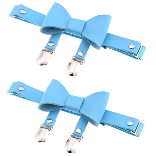 Women's Butterfly Knot Garter Belt Adjustable Punk Gothic Leg Harness Garters Anti-Slip Clips Elastic Thigh Ring Garter 2PCS - Blue