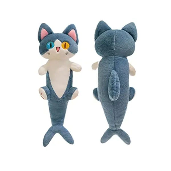FANGYU Cute Plush Shark cat Toy, Cartoon Soft Stuffed Pillow Long Throw Sleeping Pillow,Shark Gifts for Kids (50cm/19.6in) - 50cm/19.6in