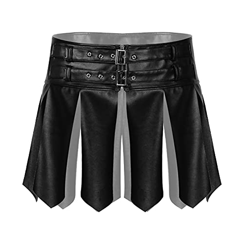 ACSUSS Men Adults Roman Gladiator Cosplay Costume Kilt Underwear Tassel Skirts Halloween Outfits -  Black