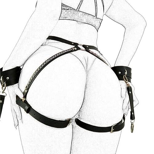 MEBCHAR Leather Waist Belt Gothic Garter Belt - Black11