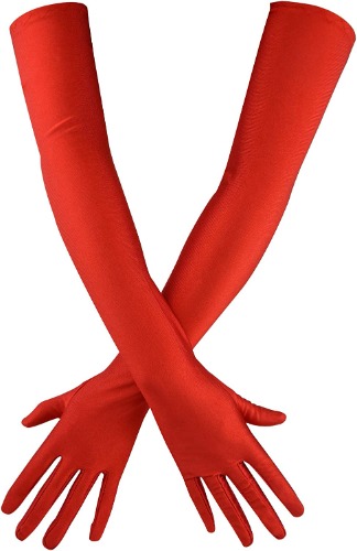 Wobe Long Opera Party 20s Satin Gloves Stretchy Adult Size Elbow Length Wedding - Red