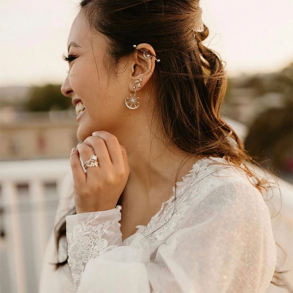 Moon and Star Dangle Statement Earrings, Celestial Drop Earrings, Korean Style Earrings, Bridesmaid, Gift, Gold, Free Gift Wrap E80 E81 E82