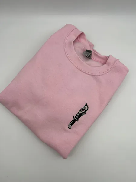 Scream knife Glow in the Dark Pink embroidered sweatshirt | Ghostface knife shirt | scream knife design | Ghostface Halloween sweatshirt