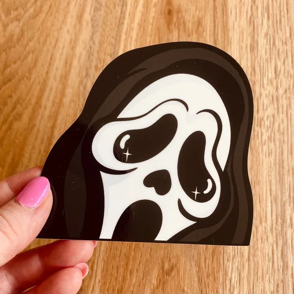 Scream Ghostface Car Peeker Sticker, Scream movie window sticker Cute Kawaii cartoon