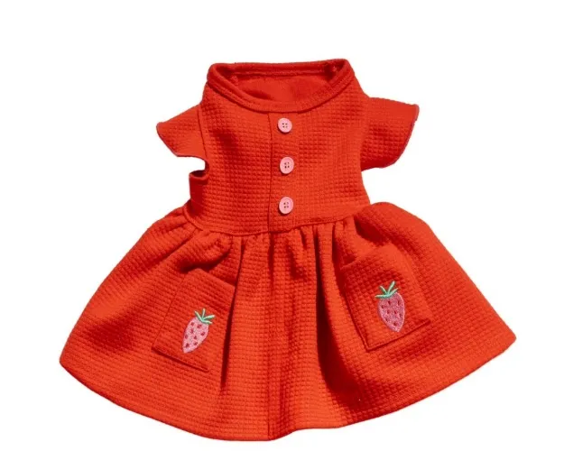 Oodles Sweet Strawberry Flutter Dog Dress, Red, Medium