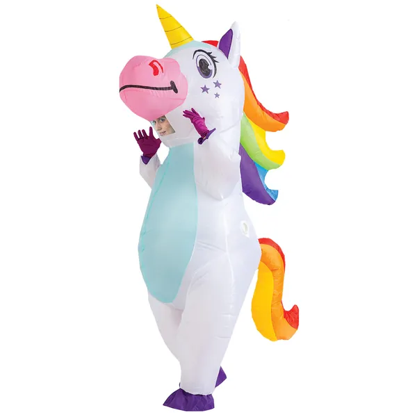Spooktacular Creations Inflatable Costume Unicorn Full Body Unicorn Air Blow-up Deluxe Halloween Costume - Adult Size (White)