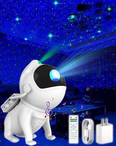 Star Projector Galaxy Night Light Projector - FLEWKEN Dog Space Buddy Projector Built-in Bluetooth Speaker, Smart APP Control, Timer and Remote, for Kids Adults Bedroom, Gifts for Valentine Birthdays