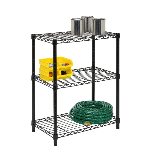 Honey-Can-Do SHF-01905 Adjustable Storage Shelving, 250-Pounds Per Shelf Black, 3-Tier, 24Lx14Wx30H - 3-Tier Shelving Unit: 250 lbs per shelf - Black