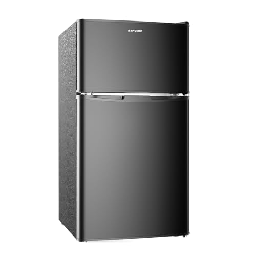 BANGSON Mini Fridge with Freezer, 2 Door Small Refrigerator with Freezer, Mini Fridge for Bedroom, 3.2 CU.FT, For Home, Office, Dorm, Garage or RV, (Black) - Black