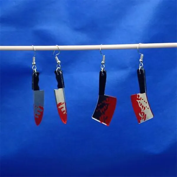 Bloody Horror Halloween Cosplay Funny Earrings Gothic Jewelry Knife Earrings  | eBay