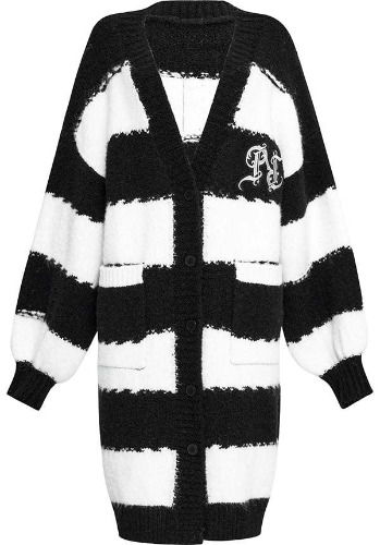 Punk Academy [White] | STRIPE LONG CARDIGAN | Default Title