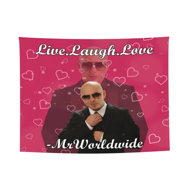 Mr Worldwide Tapestry Live Laugh Love Mr Worldwide Pitbull Small Tapestry For Bedroom College Dorm Home Decor Wall Hanging Funny Tapestry 30"X40"
