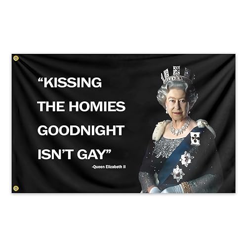 Kissing Homies Goodnight Flag 3X5 Ft Kissing The Homies Goodnight is Not Gay Flags Durable Polyester Funny Man Cave Meme Quote Flags for Girls Teen Room Bedroom or College Dorm Banner Tapestry Decor - Kissing Homies Goodnight Flags