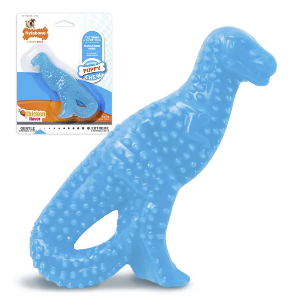 Nylabone Puppy Chew Toys for Teething Puppies | Small/Regular - Up to 25 Ibs. - Dinosaur Chicken Small/Regular (1 Count)