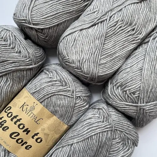 Cotton to The Core Knit & Crochet Yarn, Soft for Babies, (Free Patterns), 6 skeins, 852 yards/300 Grams, Light Worsted Gauge 3, Machine Wash (Chocolate Brown) - Elephant Gray