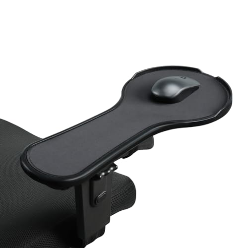 Ergonomic Adjustable Arm Rest Mouse pad for Chair, Mouse Extension Platform Tray with Mouse Baffle to Prevent Falling, Attaches to Chair, Black