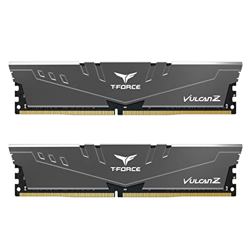 TEAMGROUP T-Force Vulcan Z DDR4 16GB Kit (2x8GB) 3200MHz (PC4-25600) CL16 Desktop Memory Module Ram (Gray) - TLZGD416G3200HC16CDC01 - 2x8GB - gray