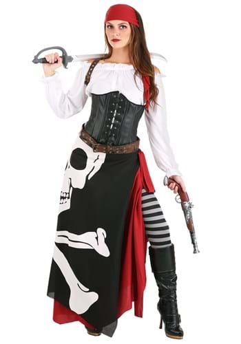 Plus Size Skeleton Flag Rogue Pirate Costume for Women
