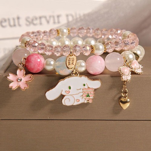 Kawaii Beaded Bracelets - Pink Sakura Bead Cinna