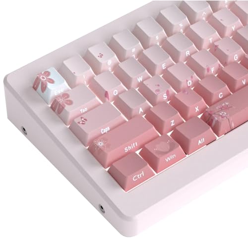 Keycaps PBT Custom Keycaps 135 Tasten Pink Gradient Keycaps Set Letter Side Engraved Transparent Cherry Profil Tastenkappe für ISO Layout Cherry MX Switches Mechanische Tastaturen