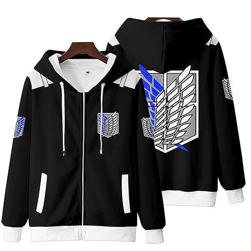 zhedu Attack on Titan Fashion Zipper Loose Hoodie Anime Shingeki No Kyojin Lässiges Übergroßes Langarm-Sweatshirt Y2k Hip-Hop-Jacke - Color 05 - M