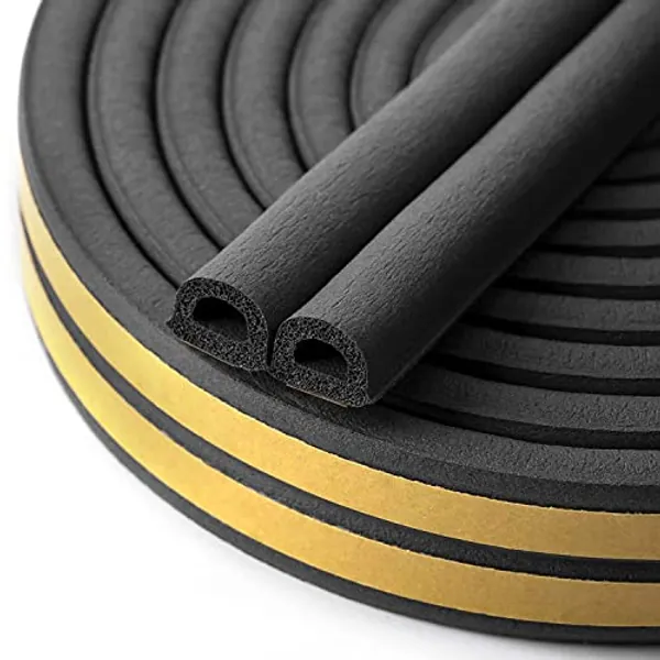 Indoor Weather Stripping,Self Adhesive Foam Window Seal Strip for Doors and Windows Weatherstrip Gap Blocker,7/20-Inch x 6/25-Inch x 8-Feet,(2 Seals Total 16.5Feet) Black
