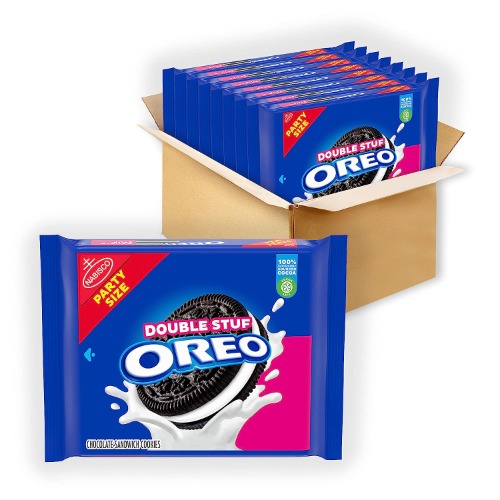 OREO Double Stuf Chocolate Sandwich Cookies, Party Size, 8 - 26.7 oz Packs - 1 Count (Pack of 8)