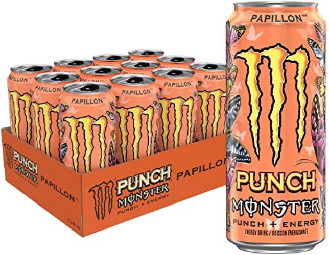 Monster Energy Punch, Papillon Punch, 473mL Cans, Pack of 12 - Apple, Citrus, Pineapple, Orange - 473ml (Pack of 12)