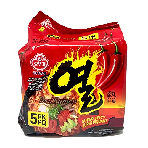 Ottogi Yeul Ramen Super Spicy Korean Style Instant Noodle, 120g X 5 Packs (600g)