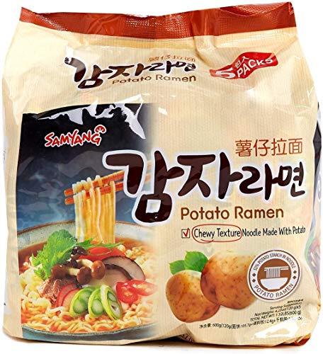 Samyang Ramen Korean Noodles (Potato Ramen, 120g x 5 Pack)