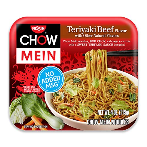 Nissin Chow Mein Noodles Teriyaki Beef Flavor, 4 OZ (Pack of 8)