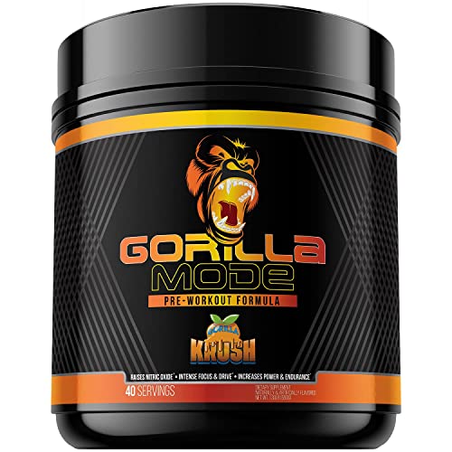 Gorilla Mode Pre Workout - Massive Pumps · Laser Focus · Energy · Power - L-Citrulline, Creatine, L-Tyrosine, Betaine, Hydroprime®, Alpha-GPC, 400mg Caffeine, Huperzine A - 796g (Orange Rush) - Orange Rush