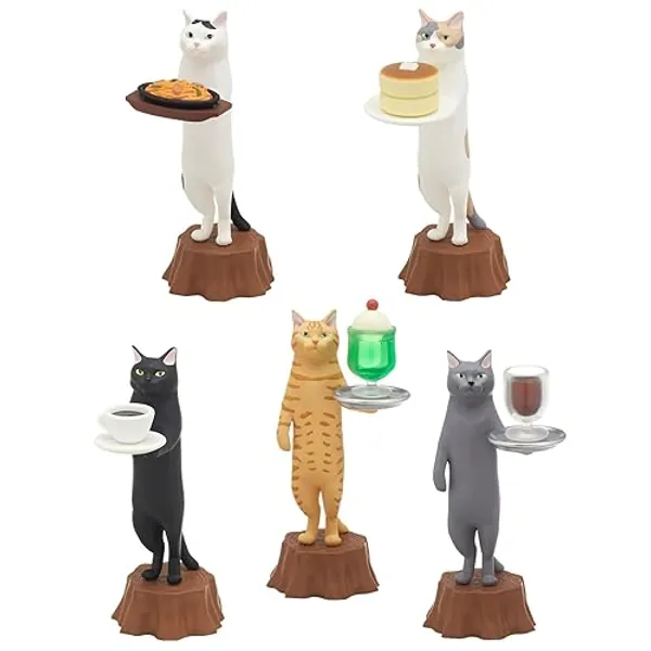 Kitan Club Cat Cafe Plastic Toy- Blind Box Includes 1 of 5 Collectable Figurines - Fun, Versatile Decoration - Authentic Japanese Design - Made from Durable Plastic
