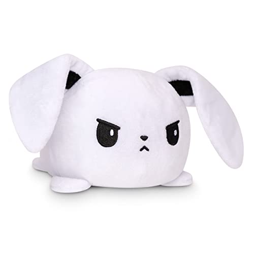 TeeTurtle Reversible Floppy Ear Bunny Plushie - Patented Fidget Toy for Stress Relief - Happy & Angry Mood Expressions - White Killer Bunny