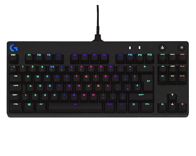 Logitech G PRO Mechanical Gaming Keyboard – Ultra Portable Tenkeyless Design, Detachable Micro USB Cable, Advanced GX Blue Clicky Switches, LIGHTSYNC RGB Backlit Keys, UK English, PC/Mac - Black - Black - Wired - Keyboard