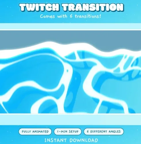 6 Animated Blue Twitch Transition Pack | Animated stinger transition for StreamLabs/OBS