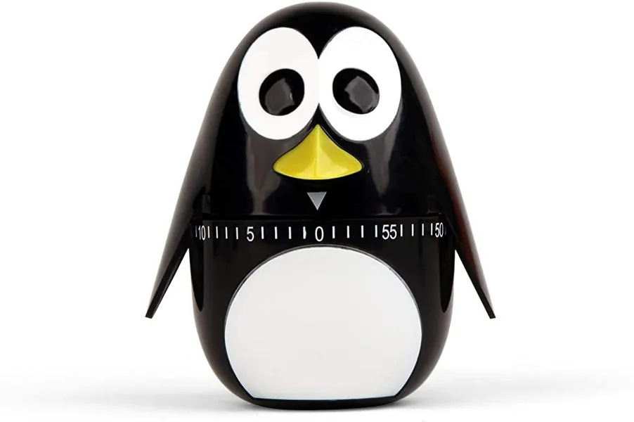 Kikkerland Kitchen Pinguino Timer da Cucina Plastica, Nero, 7.3 x 6 x 8.9 cm
