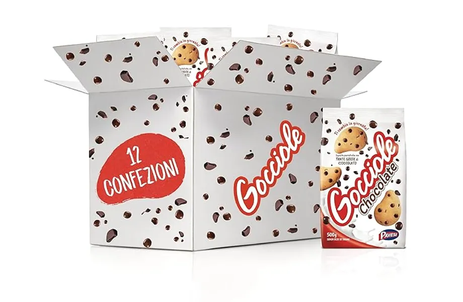Pavesi Biscotti Frollini Gocciole Cioccolato, 12 Pack da 500 g Senza Olio di Palma