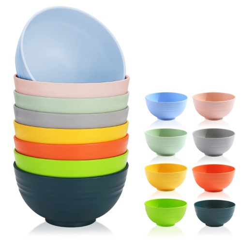 Berglander Set di ciotole in plastica da 760 ml 8 colori, ciotole infrangibili riutilizzabili e durevoli per zuppe, cereali, insalata, cena, senza BPA, adatte al microonde, lavabili in lavastoviglie
