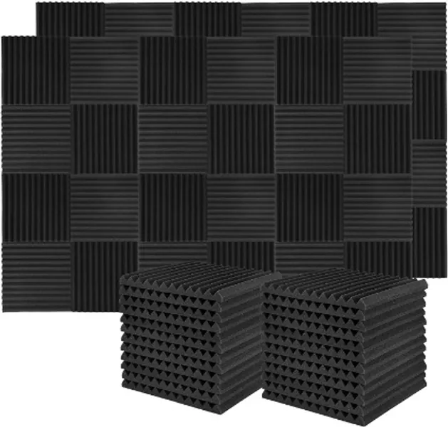 Donner 50-Pack Acoustic Foam Panels Wedges, Fireproof Soundproofing Foam Noise Cancelling Foam for Studios, Recording Studios, Offices, Home Studios 1’’ x 12’’ x 12’’