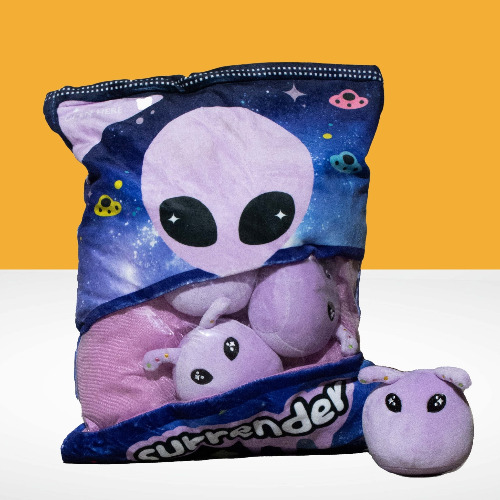 Cosmo - Adorable Green Alien Plush Pillow (Purple) - Purple / 45*35cm 0.5kg