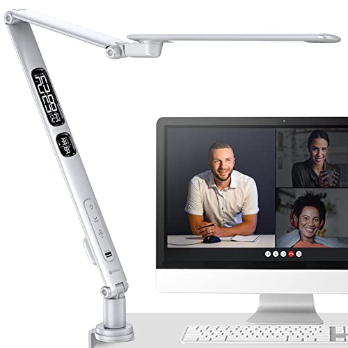 Yeslamp Evo Adjustable LED Desk Lamp, Professional Grade Table Light with 6 Axis Swing Arm, Video Conference Lighting, Architect Desk Lamp, Natural Spectrum Lights for Painting, Reading, Home Office - White