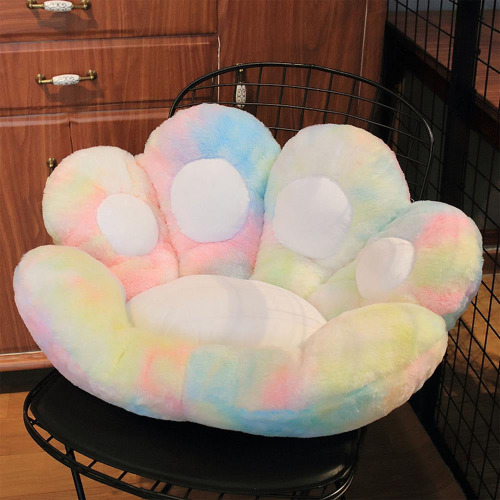 Tie-Dye Paw Gamer Chair Cushion - White Tie Dye