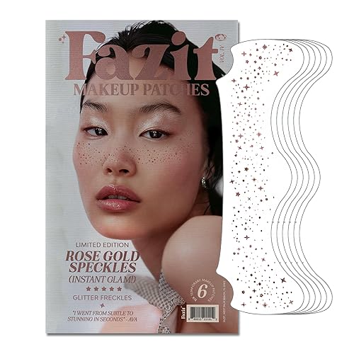 Fazit Makeup Patches - Rose Gold - Face Glitter Makeup Speckles - Glow Up Makeup Patches - Face Glitter Speckles Patches - Cute Glitter Makeup Accessories For Women - Cosmetic Glitter For Face - Rose Gold