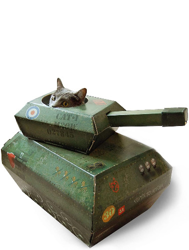 Suck UK | Cat Tank Play House | Send Your Feline to the Frontline with a Cardboard Cat House | Interactive Cat Toys & Kitten Toys | | Tank You for Your Service | Cardboard Cat Houses & Condos | - 