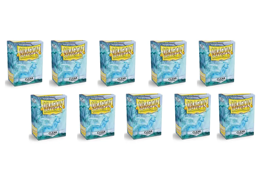 Dragon Shield Matte Clear Standard Size Card Sleeves Display Box [10 packs] - Clear