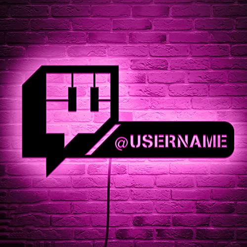 Personalize Username Twitch Led Sign Wall Art Decor - Glow in the dark Wall Art - Live Stream Room Decor - LED Decoration - Custom Sign Gift - Twitch