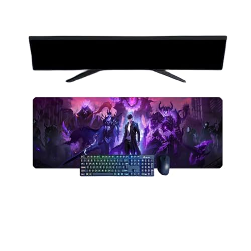Japanese Anime Solo Leveling Large Mouse Pad, 31.5 x 11.8 x 0.12 inch, Waterproof Gaming Keyboard Mouse Pad and Non-Slip Rubber Base Textured Surface