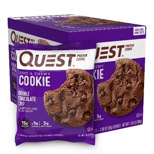 Quest Nutrition Double Chocolate Chip Protein Cookie, Keto Friendly, High Protein, Low Carb, 12 Count - 59 g (Pack of 12)